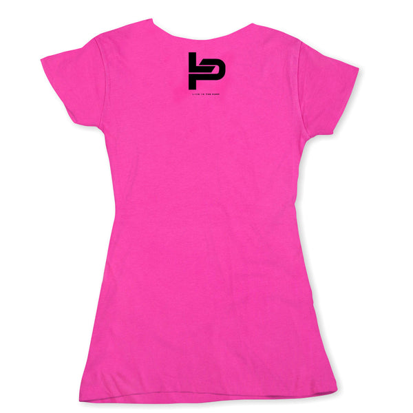 Live In The Pump Black Chest Logo w/Black Lettering Women's V-Neck Tee