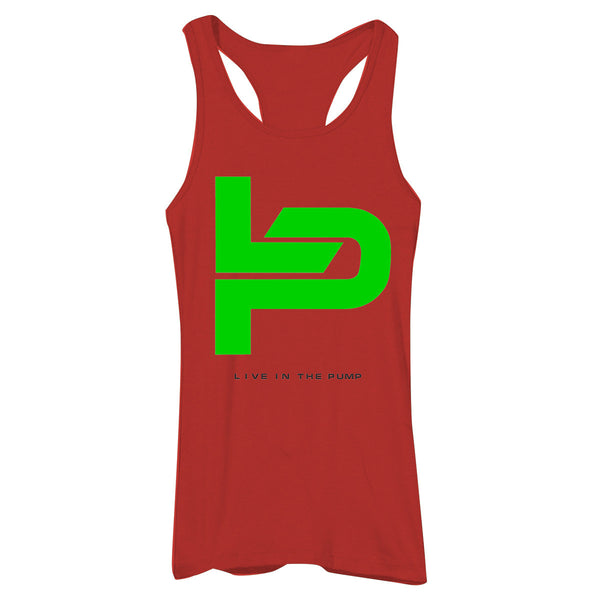 Live in The Pump Green Logo w/Black Lettering Women's Racerback Tank