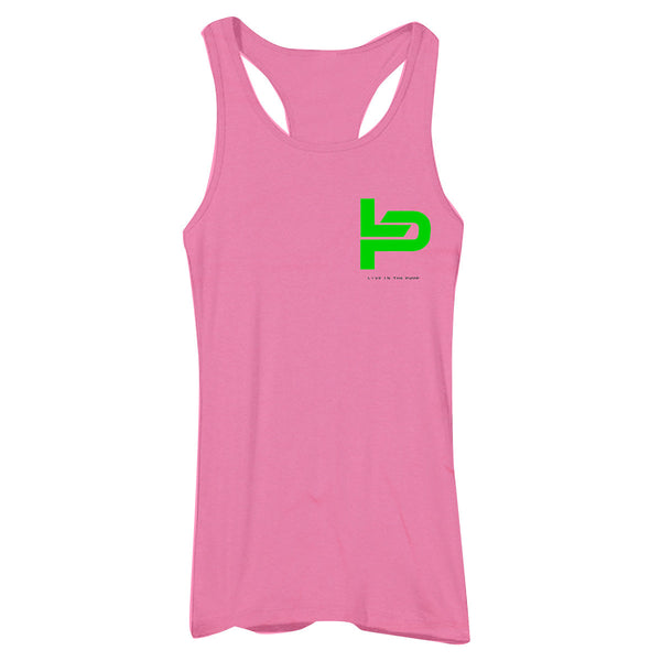 Live in The Pump Green Chest Print Logo Women's Racerback Tank